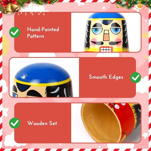 5 Pcs Christmas Russian Nesting Dolls Handmade(Nutcracker) in Kuwait