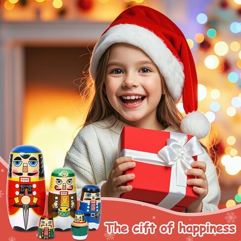 5 Pcs Christmas Russian Nesting Dolls Handmade(Nutcracker) in Kuwait