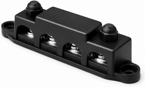 MGI SpeedWare 4-Post Power Distribution Block Busbar 5/16" Studs with Cover, 250 AMP Rating for Automotive, Marine, and Solar Wiring (Black) in Kuwait
