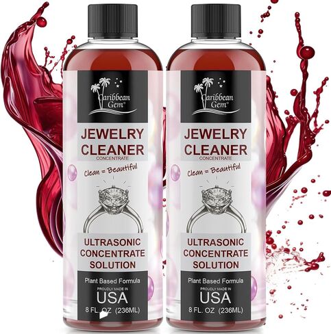 Caribbean Gem Ultrasonic Cleaner Solution Concentrate - Highly Concentrated All Purpose Cleaning Solution for All Ultrasonic Machines - USA Made Plant Based Eyeglass and Jewelry Cleaner, 8oz (2 Pack) in Kuwait