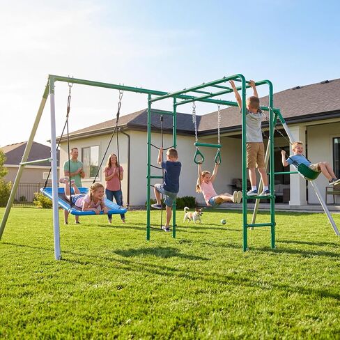 Hapfan Swing Sets for Backyard with Monkey Bars,5 in 1 Playground Set in Saudi Arabia