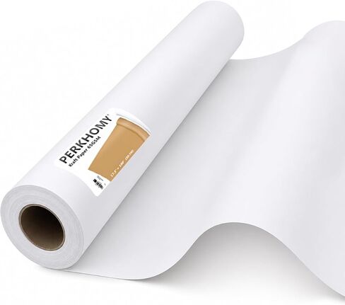 PerkHomy Craft Paper Roll 15" x 450" Kraft Paper White Easel Paper Roll for Moving Gift Wrapping Art Bulletin Board Paper Floor Covering Bouquet Flower Packing Painting Drawing Poster Chart Paper in Saudi Arabia
