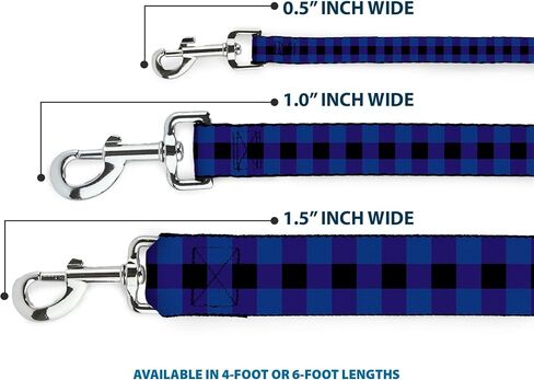 Dog Leash Buffalo Plaid Black Blue 6 Feet Long 1.0 Inch Wide in Kuwait