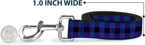 Dog Leash Buffalo Plaid Black Blue 6 Feet Long 1.0 Inch Wide in Kuwait