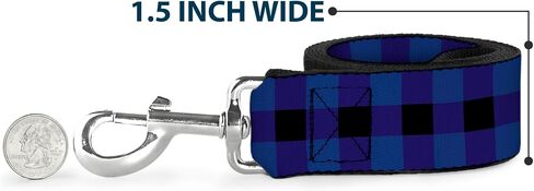 Dog Leash Buffalo Plaid Black Blue 6 Feet Long 1.0 Inch Wide in Kuwait