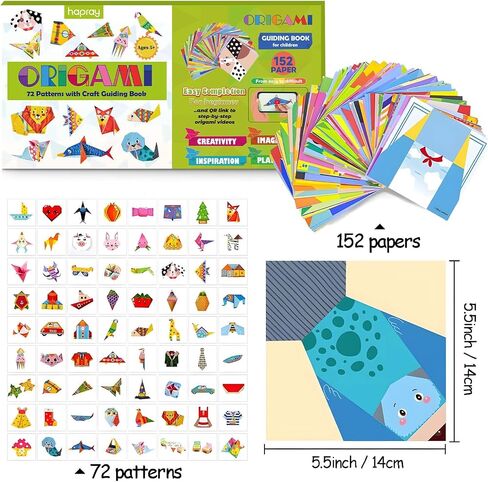hapray Origami Kit for Kids 5-12, 152 Origami Paper Kit with Origami Book in Kuwait