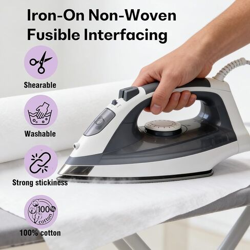 White Heavy Weight Iron-On Non-Woven Fusible Interfacing 17.5" x 30yd in Kuwait