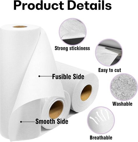 White Heavy Weight Iron-On Non-Woven Fusible Interfacing 17.5" x 30yd in Kuwait