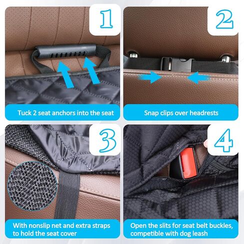 Ataqus Dog Car Seat Covers，100% Waterproof Pet Seat Cover，Scratch Proof, Heavy Duty and Nonslip Pet Bench Seat Cover,Capable for Cars, Trucks & SUVs in Kuwait