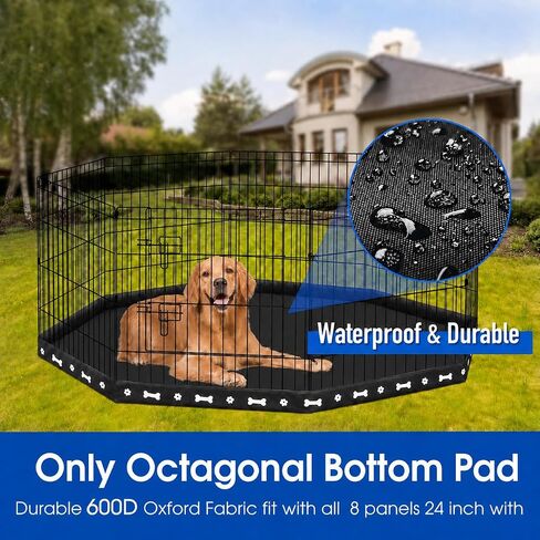 Dog Playpen Bottom Pad Cover, 600D Waterproof Oxford for 8 Panel 24 in Pens in Kuwait
