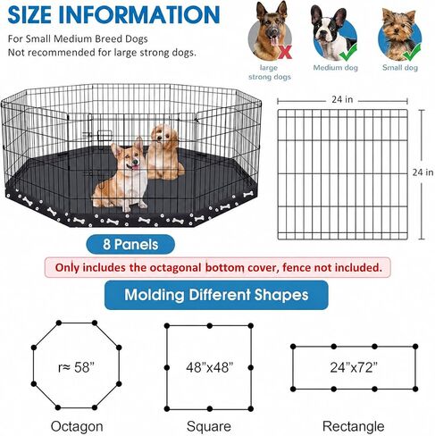 Dog Playpen Bottom Pad Cover, 600D Waterproof Oxford for 8 Panel 24 in Pens in Kuwait