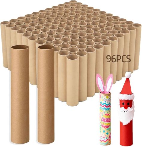96 Pcs Cardboard Tubes for Crafts Paper Towel Tubes 2 Size (1.4 x 10 in,1.6 x 10 in) Empty Toilet Paper Rolls for Crafts for DIY Projects Gift Wrapping, Holiday Decor Crafters（Cowhide） in Kuwait