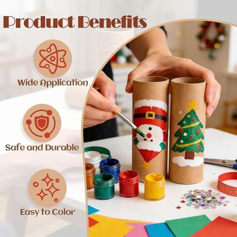 96 Pcs Cardboard Tubes for Crafts Paper Towel Tubes 2 Size (1.4 x 10 in,1.6 x 10 in) Empty Toilet Paper Rolls for Crafts for DIY Projects Gift Wrapping, Holiday Decor Crafters（Cowhide） in Kuwait