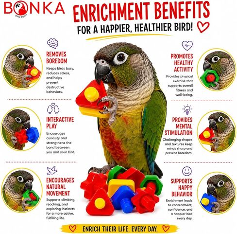 Bonka Bird Toys 3505 Pk6 Huge Nuts and Bolts Colorful Enticing Large Screw Interactive Foot Beak Throw Parrot Cockatoo Amazon African Grey Macaw Hyacinth in Kuwait