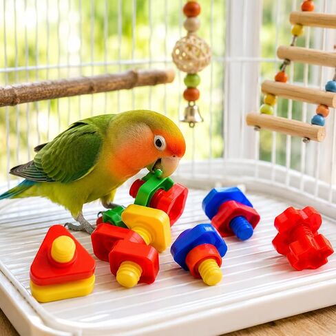 Bonka Bird Toys 3505 Pk6 Huge Nuts and Bolts Colorful Enticing Large Screw Interactive Foot Beak Throw Parrot Cockatoo Amazon African Grey Macaw Hyacinth in Kuwait