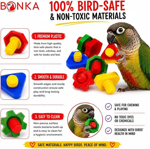 Bonka Bird Toys 3505 Pk6 Huge Nuts and Bolts Colorful Enticing Large Screw Interactive Foot Beak Throw Parrot Cockatoo Amazon African Grey Macaw Hyacinth in Kuwait