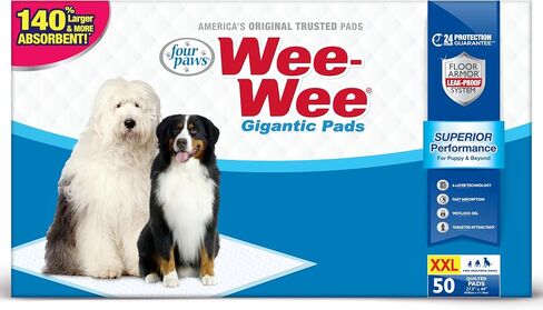 Four Paws Wee-Wee Superior Performance Pee Pads for Dogs with Runoff Barrier Edge Guard Protection, Puppy & Dog Potty Training Pads, Housebreaking Supplies, 27.5" x 44" (18 Count) in Saudi Arabia