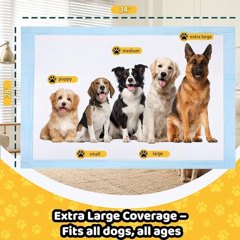100 Count Dog Pee Pads 34" x 28", Super Absorbent Leak-Proof Training Pads in Saudi Arabia