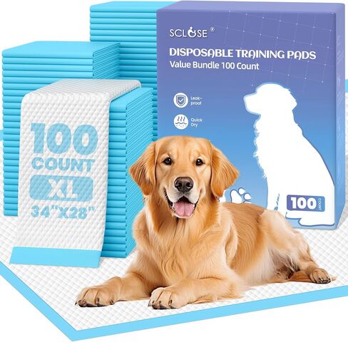 SCLOSE XL Dog Pee Pads 100 Count, 34"x28" Disposable Puppy Training Pads in Kuwait