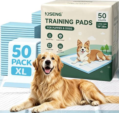 50-Pack 34" x 28" Dog Pee Pads, 6-Layer Leak-Proof Puppy Pads in Saudi Arabia