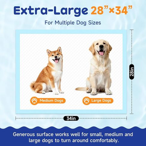 Extra Large Dog Pee Pads 100 Pack, Puppy Pads, Extra Absorbent, 34x28 in in Saudi Arabia