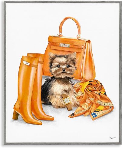 إكسسوارات محفظة أزياء Stupell Industries Orange Yorkie Puppy Dog، من تصميم Ziwei Li in Kuwait