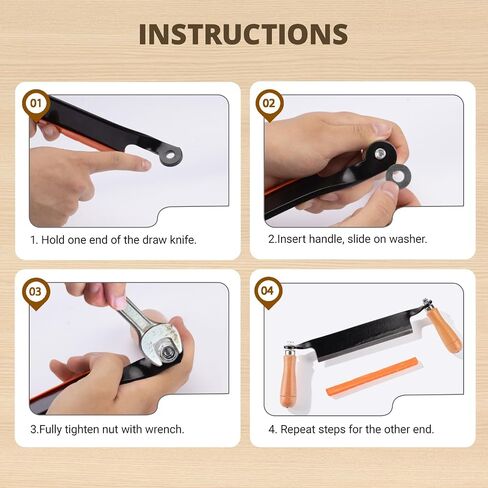8 Inches Draw Knife Debarking Tool for Woodworking, Straight Draw Shave Knife Wood Carving Hand Tool for Tree Bending Broach Peeling, Whittling, Shaping, Detailing, Stripping in Saudi Arabia