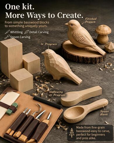 SHOWPIN Wood Carving Kit for Beginners: Whittling, Detail & Spoon Carving in Kuwait