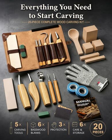 SHOWPIN Wood Carving Kit for Beginners: Whittling, Detail & Spoon Carving in Kuwait