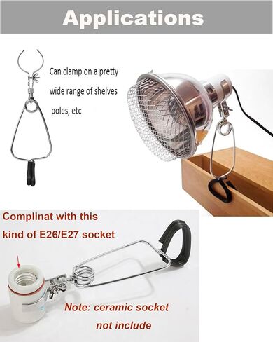 Adjustable Clamp Lamp Stand Fixture for Reptile Light clamp,E27/E26 lamp Socket Clip, Reptile Pet Heating Light Lamp Clamp Holder for Ceramic Bulbs Heater,IR Heat Lamp (Pack-1) in Saudi Arabia
