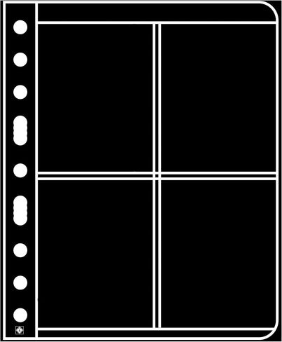 Lighthouse- Vario Stamp Pages for Stamp Albums, Black 9-Hole Binder Pages with 2 Pockets for Stamp Collection - Pack of 25 in Kuwait