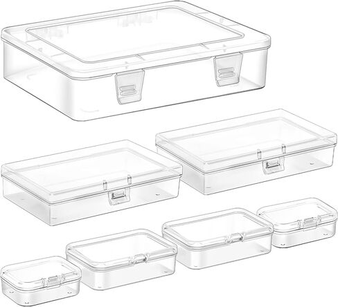 Clear Small Plastic Storage Containers with Lids, 7 Pack in Kuwait