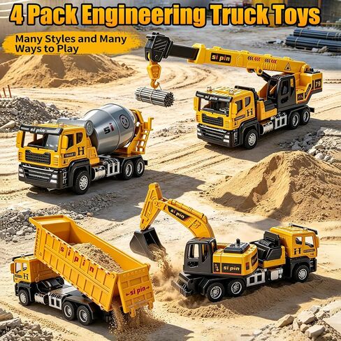 4 Packs Metal Construction Vehicle Toys for Kids Boys Kids 3-5 6 7 in Kuwait