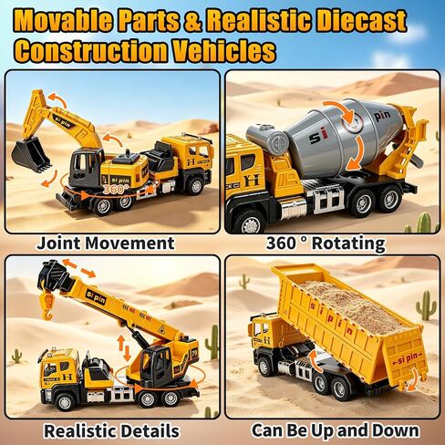 4 Packs Metal Construction Vehicle Toys for Kids Boys Kids 3-5 6 7 in Kuwait