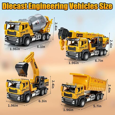 4 Packs Metal Construction Vehicle Toys for Kids Boys Kids 3-5 6 7 in Kuwait