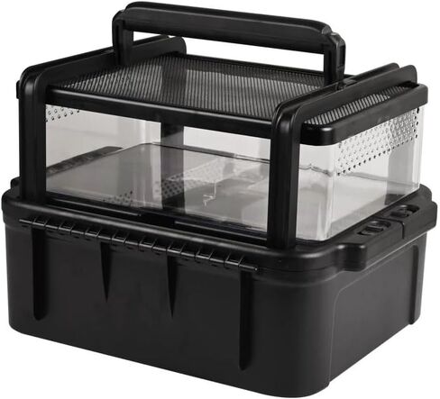 Portable Reptile Cage Carrier Tank with Handle Reptile Transport Container Terrarium Box Habitat Cage Pet Houses for Turtle, Gecko, Bearded Dragon, Lizard, Frog, Snake, Spider in Kuwait