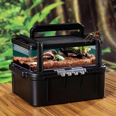 Portable Reptile Cage Carrier Tank with Handle Reptile Transport Container Terrarium Box Habitat Cage Pet Houses for Turtle, Gecko, Bearded Dragon, Lizard, Frog, Snake, Spider in Kuwait