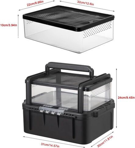 Portable Reptile Cage Carrier Tank with Handle Reptile Transport Container Terrarium Box Habitat Cage Pet Houses for Turtle, Gecko, Bearded Dragon, Lizard, Frog, Snake, Spider in Kuwait