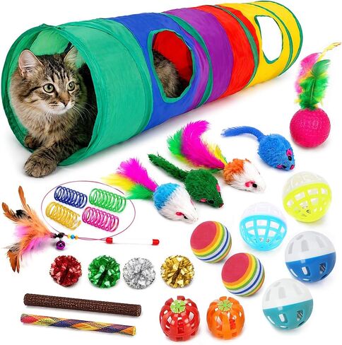 iCAGY 25 Pcs Cat Toys Set, Cat Tunnel Toy for Indoor Cats, Kittens in Kuwait