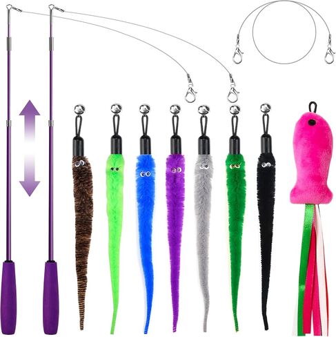 Cat Toys 11Pcs Cat Wand Worm Feather Refills for Indoor Cats in Saudi Arabia