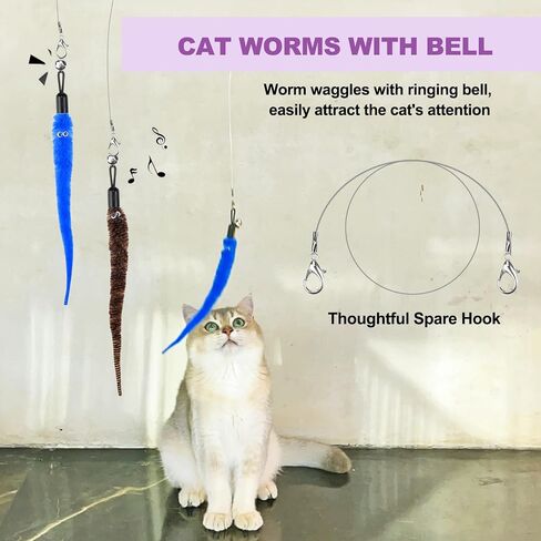Cat Toys 11Pcs Cat Wand Worm Feather Refills for Indoor Cats in Saudi Arabia