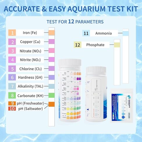 12 in 1 Accurate Aquarium Test Kit, Fresh and Salt Water Test Strips in Kuwait