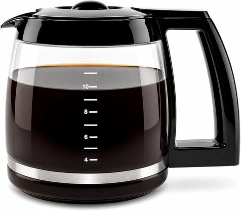 ابريق زجاجي بديل سعة 12 كوب لموديلات ماكينة تحضير القهوة من كويزينارت CHW-12 وCHW-12P1 وDCC-1100BK وDCC-1200 وDCC-2650 وDGB-550BK وDGB-550BK1 DGB-625BC وDGB-700BC وSS-12 الجزء # DCC-12000 جمهورية الص in Saudi Arabia