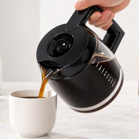 ابريق زجاجي بديل سعة 12 كوب لموديلات ماكينة تحضير القهوة من كويزينارت CHW-12 وCHW-12P1 وDCC-1100BK وDCC-1200 وDCC-2650 وDGB-550BK وDGB-550BK1 DGB-625BC وDGB-700BC وSS-12 الجزء # DCC-12000 جمهورية الص in Saudi Arabia