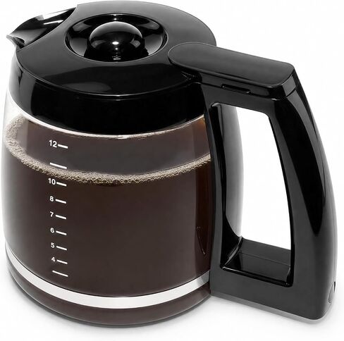 ابريق زجاجي بديل سعة 12 كوب لموديلات ماكينة تحضير القهوة من كويزينارت CHW-12 وCHW-12P1 وDCC-1100BK وDCC-1200 وDCC-2650 وDGB-550BK وDGB-550BK1 DGB-625BC وDGB-700BC وSS-12 الجزء # DCC-12000 جمهورية الص in Saudi Arabia