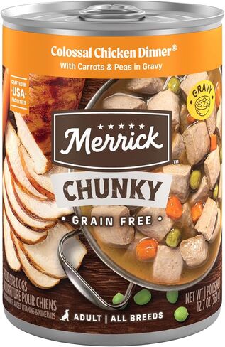 Merrick Chunky Grain Free Wet Dog Food, Colossal Chicken Dinner Canned Dog Food - (12) 12.7 oz. Cans in Kuwait