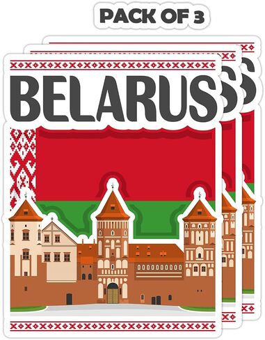 Belarus Souvenir Stickers 3-Pack - Handmade Travel Collectible Decals - Flag & Landmark Design (3" Wide (Medium)) in Saudi Arabia