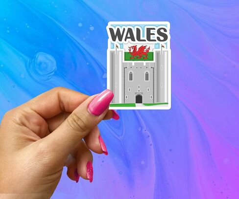 Wales Souvenir Stickers 3-Pack - Handmade Travel Collectible Decals - Flag & Landmark Design (3" Wide (Medium)) in Saudi Arabia