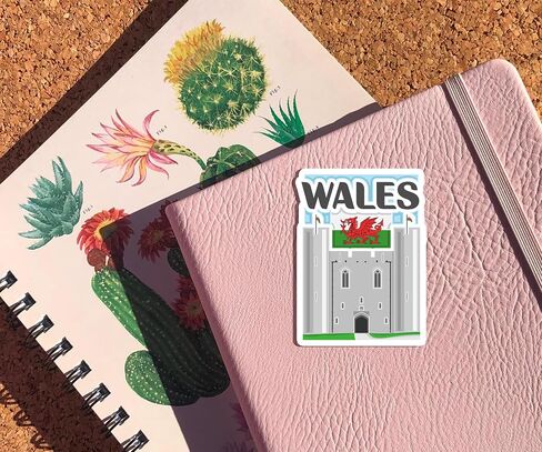 Wales Souvenir Stickers 3-Pack - Handmade Travel Collectible Decals - Flag & Landmark Design (3" Wide (Medium)) in Saudi Arabia