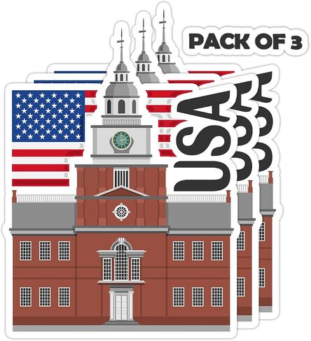 United States of America Souvenir Stickers 3-Pack - Handmade Travel Collectible Decals - Flag & Landmark Design (3" Wide (Medium)) in Saudi Arabia